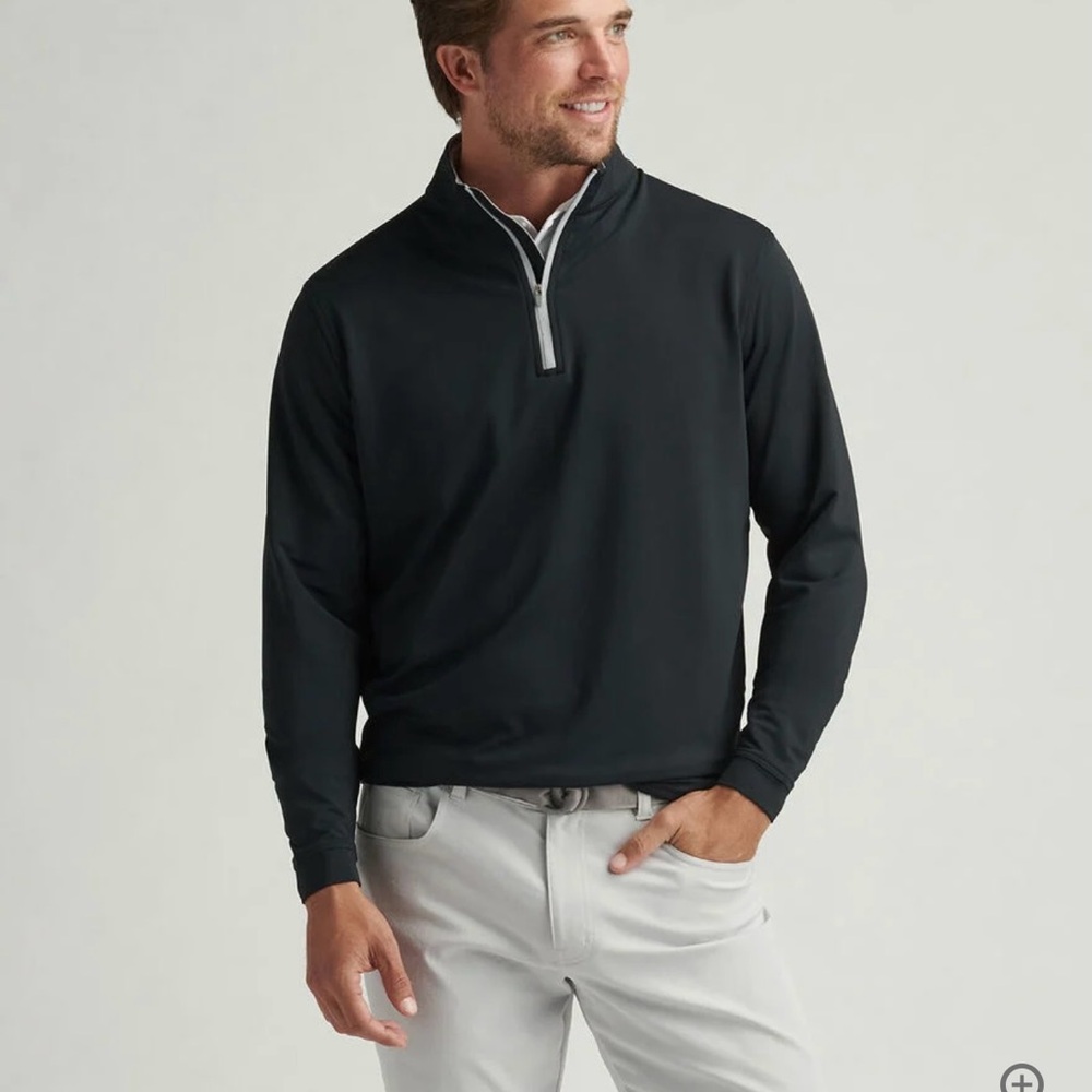 PETER MILLAR SMALL PERTH QUARTER ZIP NWT $130 RETAIL BLACK ME0EK40